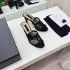 Klasikler Lüks Marka Sandalet Tasarımcı Ayakkabı Moda Slaytlar Yüksek Topuklu Çiçek Brokar Geri Deri Yüksek Topuklu Kadın Ayakkabı Sandal By Top99 S52 01