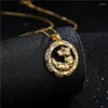 Kedjor Europeiska och amerikanska mode Micro Inlaid Zircon 18K Real Gold Plated Leopard Pendant Halsband Kvinna