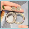 Stud Designer Geometry Of The Circle Earrings For Women Fashion Bling Earring 925 Sier Needle Jewelry Gifts Drop Delivery Otmwj