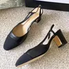 2023Designer women's Sandals Fashion leather high heels women's slippers sexy chunky heels banquet shoes Workplace formal shoes heel height 6CM with box