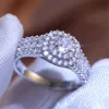 Kadınlar için elmas zirkon halkaları küme nişan düğün değerli taş yüzüğü nedime moda güzel mücevher