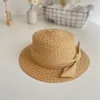 Şapkalar güneş şapka plaj çocukları bowknot düz üst saman koruma balıkçı seyahat güneş kremi kız yaz için