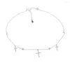 Chains 2022 Arrival Fashion Cross Shape Women Necklaces Trendy Long Chain With Micro Pave Zirconia Pendant For