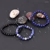 Charm Armband 8mm Natural Stone Armband Set 3st/Set Rhodonite Rose Pink Quartzs Moonstone Amethysts Hematite For Women Men smycken