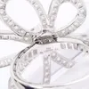 Clusterringen puur 925 Sterling zilveren sieraden voor vrouwen camellia bloem cz diamant bruiloft verloving rozenklaver lucky luxe