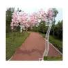 Flores decorativas grinaldas de 2,6m de altura branca Artificial Blossom Blossom Tree Road Simation Flower com arco de ferro para Wed Otrbu