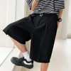 Heren shorts Summer Black White Belt Suite Men Fashion Society Mens Dress Loose Straight Casual Office Formal