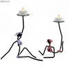 Candle Holders WDDSXXJSL Creative Abstract Character Holder Decoration Metal Craft Yoga Girl Home Living Room