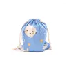 Jewelry Pouches 5pcs Blue Cotton Bag Wedding Gift Packaging Pouch Drawstring Jute Fabric Cosmetic Storage Bags Sachets Custom