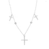 Chains 2022 Arrival Fashion Cross Shape Women Necklaces Trendy Long Chain With Micro Pave Zirconia Pendant For