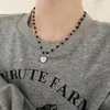 Chaînes 2022 Kpop Vintage lettre coeur papillon pendentif noir perle chaîne collier pour femmes Y2k bijoux Goth Punk accessoires