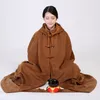 Roupas étnicas unissex 7color inverno quente preto/vermelho buda buddhayoga traje ponchos shaolin monge meditação manto capa robe zen