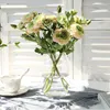 Decoratieve bloemen 3 stks/Lot Artificial Silk Lotus Rose Wedding Party Decoratie Bloemarrangement Roze 6 Heads Fake Roses voor vaas