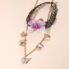 Vintage Black Simple Casual Black Velvet Double Layers Korean Chic Butterfly Choker Necklace Fashion Women Retro Jewelry