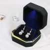 BINEGLY WALISE Ring Box z LED Square Faint Wedding Case Prezent Light do propozycji zaangażowanie