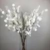 Fleurs décoratives 105cm crème métallisé argent Dollar longue tige florale artificielle en plastique