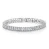 Braccialetti con ciondoli 1 pz personalità alla moda catena spessa zircone rettangolare argento temperamento elegante pieno di braccialetti di diamanti
