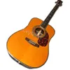 Lvybest Guitare électrique personnalisée D45 Guitare en épicéa massif Couleur jaune Folk Fingerstyle avec micro 301