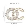 20style Brand Designer C Double Letter Brooches Women Men Couples Luxury Rhinestone Diamond Crystal Pearl Brooch Suit Laple Pin Metal Fashion Jewelry Accessories