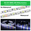 LED Strip 5050 RGB / RGBW / RGBWW DC12V 5M 300LEDS LED LED مرن مع محول طاقة التحكم عن بُعد RF 2.4G