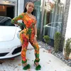 Women's Jumpsuits & Rompers 2022 Women One Shouder Long Sleeve Snakeskin Printed Bodycon Sexy Jumpsuit Romper Elastic Club Sportswear Oversi