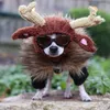 Vêtements de chien chaud drôle Halloween Elk coupe-vent chapeau tricoté chapeau pour animaux de compagnie Costume de noël en forme de coeur animaux de compagnie fournitures pour chiens