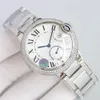 다이아몬드 시계 남성 자동 기계식 시계 42mm 사파이어 비즈니스 여성 손목 시계 다이아몬드 스터드 스틸 브레이슬릿 Montre de Luxe