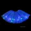 Jupe tutu lumineuse à paillettes pour enfants, jupe demi-écran, lumière LED, poncho, LT211