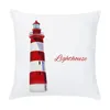 Pillow Cartoon Sailing Air Balloon Lighthouse Cover Peach Skin Pillowcase Sofa Home Decor