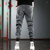 Männer Hosen Cord Männer Winter Casual Elastische Taille Bleistift Mode Abzeichen Dunkelgrau Jogger Hosen CP2039