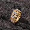 Złoto lodowane pasmo ringowe puste bling cyrkonia diamentowe pierścienie dla kobiet mężczyzn Hiphop moda biżuteria