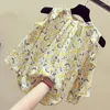 Women's Blouses 2022 Summer Short Sleeve Chiffon Floral Shirt Women Off-Shoulder Pullover Loose Womens Blouse Blusas Mujer De Moda Y759