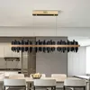 Lampade a sospensione Lampadario moderno rettangolo di montagna per soggiorno Sala da pranzo Design Lampada a sospensione a LED Isola della cucina Plafoniere nere oro