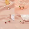 Stud Earrings Gold Color Ear Cuffs Non-Piercing Clips Fashion Cute Crystal Fruit Cherry For Women Fake Cartilage Jewelry