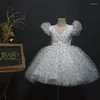 Robe de fille Baby's First Birthday Sequins Party Prom Robe Holy Feast Performing Performance POGRAMENT PO PO