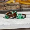 Anillo de resina de madera anillo de resina epoxi transparente moda joya de boda de flores secas hechas a mano anillo de amor para mujeres