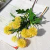 Dekoratif çiçekler 10 kafa plastik karahindiba topu yeşil yapraklar ev düğün dekorasyonları sahte diy zanaat hediyesi yapay