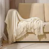 Filtar Nordic Sticked Filt Travel med Tassels Soffa Office Siesta Shawl Stripe Air Conditioning For Bed Cape