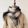 Shawls Winter Retro Large Checked Cashmere Scarf Women's New Fashion Fringe Warm Neckerchief