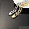 Catene Iced Out Bling Strass Sier Finitura dorata Miami Cuban Link Chain Collana 15Mm Mens Gioielli Hip Hop 16 18 20 Drop Delivery Dhv5E