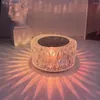 Nattljus LED Crystal Desk Lamp Nest Form Color Diamond Projector Light With Touch Control Justerbart för hemmet vardagsrum sovrummet