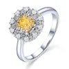 Bröllopsringar Trendiga CZ Zirconia Yellow Fashion Jewelry Women's Engagement Ring for Girls Party Drop Wholesale