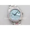 Relógio feminino de moda de luxo 28 mm mostrador azul gelo bisel diamante Ref.279136 ouro branco de alta qualidade pulseira de aço inoxidável automático relógio de pulso feminino presente