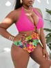 Oversized High Taille Swimwear 2022 Nieuwe mesh bikini set plus size zwemkleding voor vrouwen met gewatteerde zwempak retro lange rok badpak