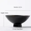 Bowls Golden Rims Porcelain Ramen Bowl Household Handmade Japanese Heat Resistant Black Large NoodlesBowl Commercial Tableware CE / EU