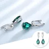 Fornitura di orecchini pendenti Materiale in argento sterling 925 con gemma verde smeraldo semplice femminile