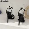 Dress Shoes Slippers Aneikeh Lace Rhinestone Beads 2023 Sexy Pointed High Heel Sandals Women Bohemian Party Prom Pumps 221213