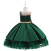 Sukienki dla dziewczynek bez rękawów Dziewczyny Ceremonia ślubna Dzieci Zielona satynowa suknia balowa na 2-6 lat formalne ubranie wieczorowe