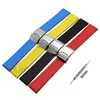 22 mm Schwarz Blau Rot Gelb Lochabschnitt Sportarmband Silikonkautschuk Uhrenarmband Edelstahlschnalle für Breitling Tool2482