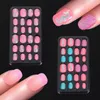 False Nails 24st/Lot Candy Nail Tips Press On Children Cartoon Full Cover Kid Lim Self Fake Art for Girls Manicure